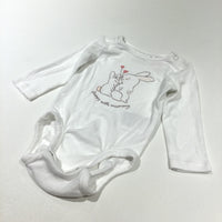 'Happy With Mummy' Rabbits White Long Sleeve Bodysuit - Girls 1-2 Months