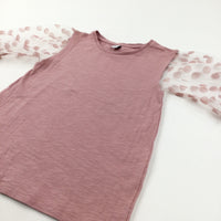 Spotty Net Sleeves Pink T-Shirt - Girls 12 Years