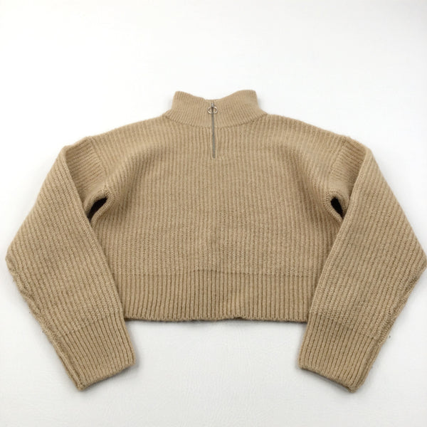 Light Brown Cropped Knitted Jumper - Girls 12-13 Years