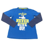 'Never Give Up' Blue Long Sleeve Top - Boys 11-12 Years