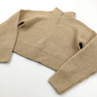 Light Brown Cropped Knitted Jumper - Girls 12-13 Years