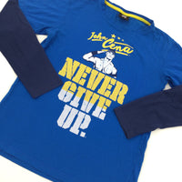 'Never Give Up' Blue Long Sleeve Top - Boys 11-12 Years