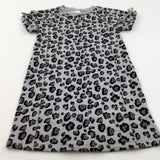 Animal Print Grey Jersey Dress - Girls 12 Years