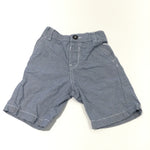 Navy & White Checked Lightweight Cotton Shorts with Adjustable Waistband - Boys 12-18 Months