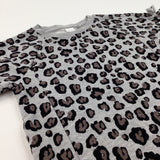 Animal Print Grey Jersey Dress - Girls 12 Years