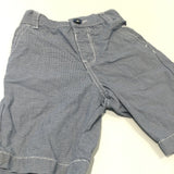 Navy & White Checked Lightweight Cotton Shorts with Adjustable Waistband - Boys 12-18 Months