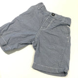 Navy & White Checked Lightweight Cotton Shorts with Adjustable Waistband - Boys 12-18 Months