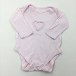 Heart Pink Long Sleeve Bodysuit - Girls 0-3 Months