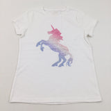 Diamontes Unicorn White T-Shirt - Girls 11-12 Years