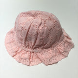 Pink Broderie Cotton Sun Hat - Girls 0-3 Months