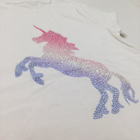 Diamontes Unicorn White T-Shirt - Girls 11-12 Years