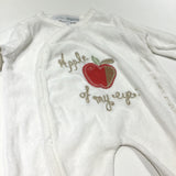 'Apple Of My Eye' Appliqued Cream Velour Lightweight Pramsuit - Girls 0-3 Months