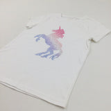 Diamontes Unicorn White T-Shirt - Girls 11-12 Years