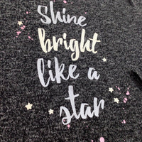 'Shine Bright Like A Star' Black & Grey Mottled Long Sleeve Top - Girls 10-12 Years