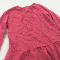 Broderie Panel Pink Jersey Dress - Girls 3-6 Months