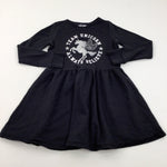 'Team Unicorn Always Believe' Black Jersey Dress - Girls 11-12 Years