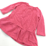 Broderie Panel Pink Jersey Dress - Girls 3-6 Months