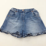 Mid Blue Denim Shorts with Adjustable Waistband - Girls 4-5 Years