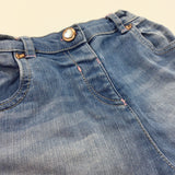 Mid Blue Denim Shorts with Adjustable Waistband - Girls 4-5 Years