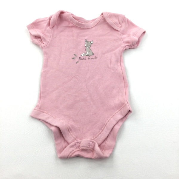 'Best Friends' Fox Pink Short Sleeve Bodysuit - Girls 0-3 Months