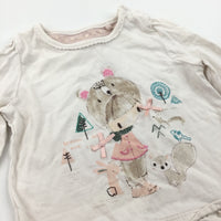 Girl & Squirrel White Long Sleeve Top - Girls 3-6 Months