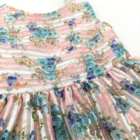 Flowers Pink & Cream Party Dress - Girls 12-18 Months