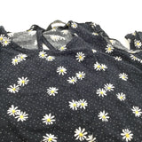 Flowers Black & White Tie Front Viscose Cold Shoulder Blouse - Girls 4-5 Years