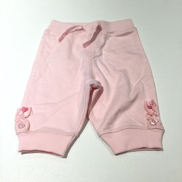 Pink Lightweight Tracksuit Bottoms with Button Detail - Girls 0-3 Months