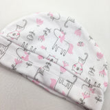 Unicorns & Cats White Hat  - Girls 0-3 Months