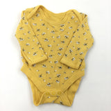 Flowery Yellow Long Sleeve Bodysuit - Girls 0-3 Months