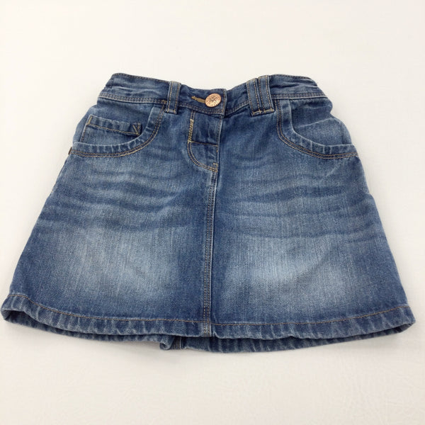 Mid Blue Denim Skirt with Adjustable Waistband - Girls 5-6 Years