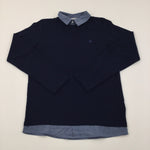 Navy Jumper with Faux Shirt - Boys 12-13 Years