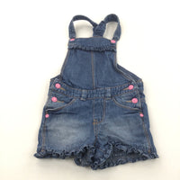 Light Blue Short Denim Dungarees - Girls 12-18 Months