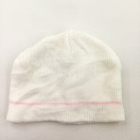 Cream & Pink Hat - Girls 0-6 Months