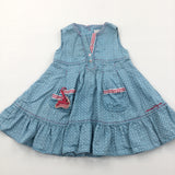 Scotty Dog Pocket Blue Cotton Dress - Girls 12-18 Months