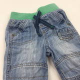 Mid Blue Denim Pull On Jeans - Boys 3-6 Months