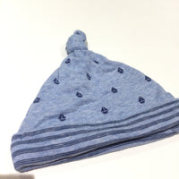 Sailing Boats Blue Knotted Jersey Hat - Boys 0-3 Months