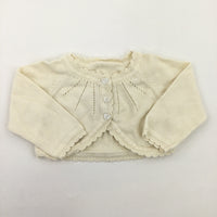 Heart Buttons Cream Knitted Cardigan - Girls 0-3 Months