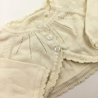 Heart Buttons Cream Knitted Cardigan - Girls 0-3 Months