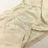 Heart Buttons Cream Knitted Cardigan - Girls 0-3 Months