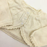 Heart Buttons Cream Knitted Cardigan - Girls 0-3 Months