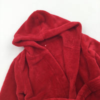 Red Fluffy Fleece Dressing Gown - Boys/Girls 12-18 Months