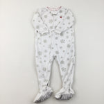 Sparkly Snowflakes White Lightweight Fleece Pramsuit - Girls 18 Months