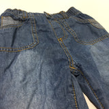 Mid Blue Denim Effect Lined Cotton Trousers - Boys 9-12 Months
