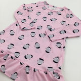 Penguins Pink Polyester Christmas Dress - Girls 3-4 Years