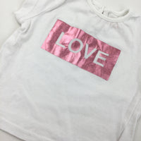 'Love' White T-Shirt - Girls 3-6 Months