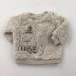 Bear Appliqued Beige Fluffy Fleece Jumper - Boys Newborn