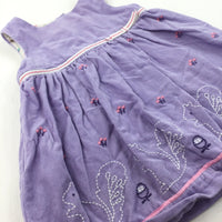 Squirrels Lilac Cord Dress - Girls 3-6 Months