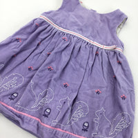 Squirrels Lilac Cord Dress - Girls 3-6 Months