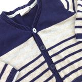 Blue & Grey Stripe Cardigan - Boys 3-6 Months